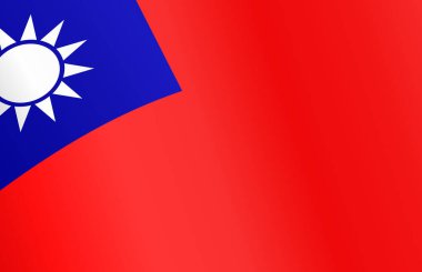 Taiwan flag flying on white background