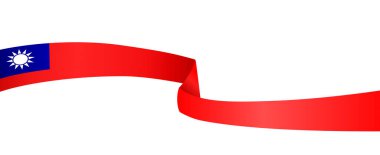 Taiwan flag flying on white background