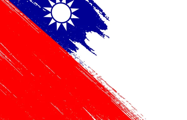 Taiwan Flag Brush Paint Textured White Background — Vetor de Stock