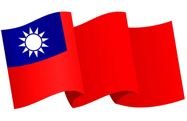 Taiwan Flag Flying White Background — Vector de stock