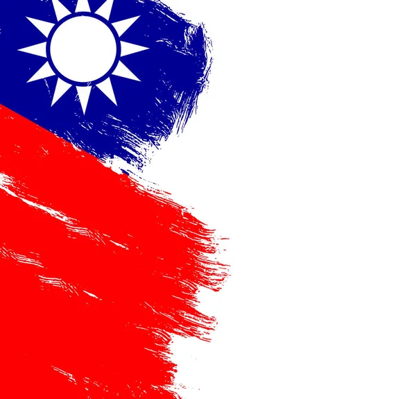 Taiwan Flag Brush Paint Textured White Background — Vector de stock