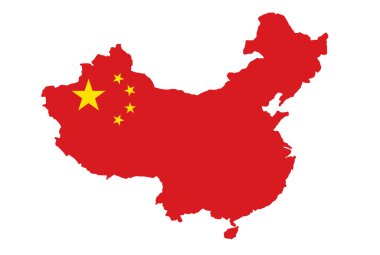 China  flag on map on transparent  background