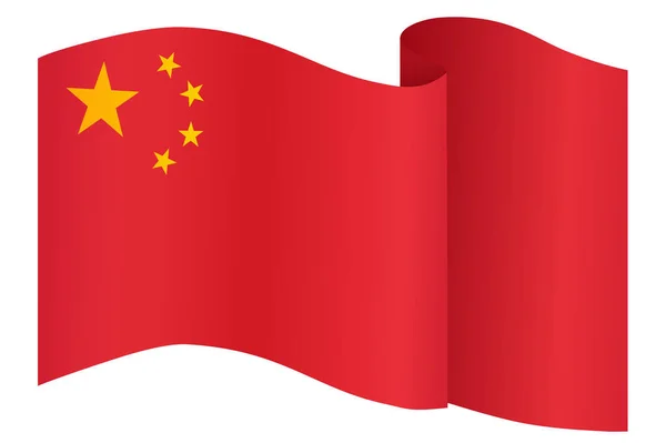 China Flag Flying White Background — Stock Vector