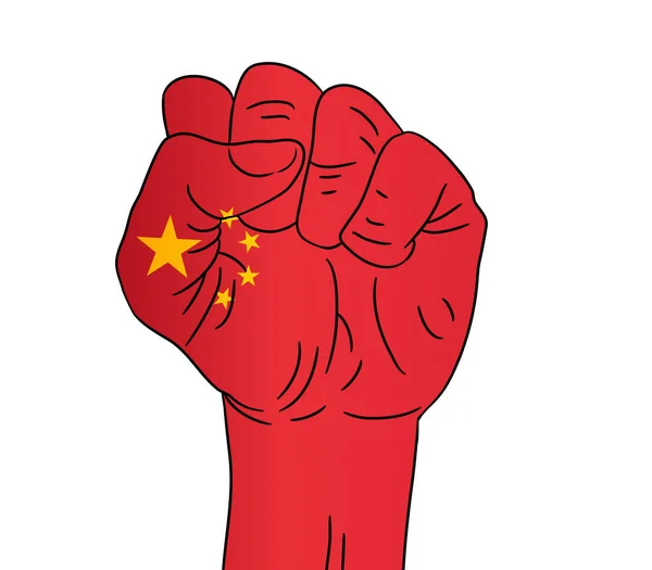 China Flag Colored Hand Isolated Transparent Background — ストックベクタ