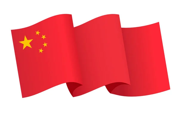 China Flag Flying White Background — Stock Vector