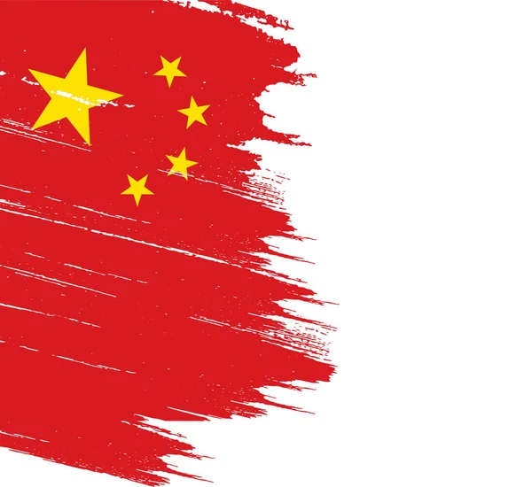 China Flag Brush Paint Textured White Background — Image vectorielle