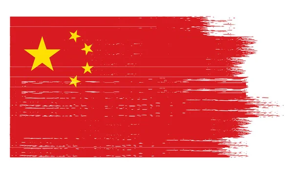Китайський Прапор Фарбою Пензлем Білому Тлі — стоковий вектор