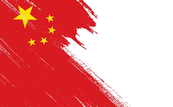 China Flag Brush Paint Textured White Background — Vector de stock