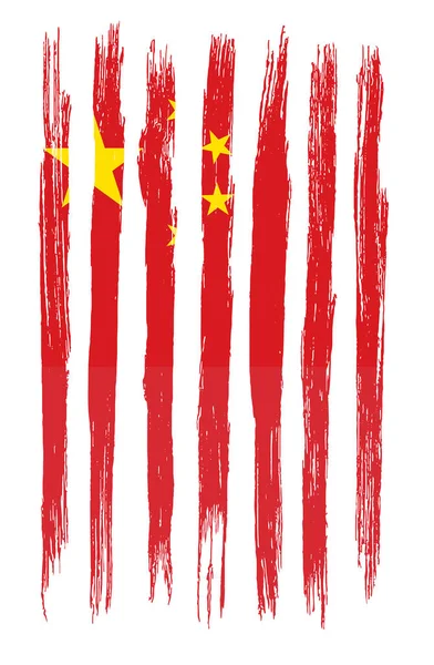 China Flag Brush Paint Textured White Background — 스톡 벡터
