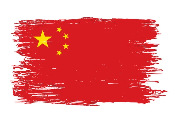 China Flag Brush Paint Textured White Background — ストックベクタ