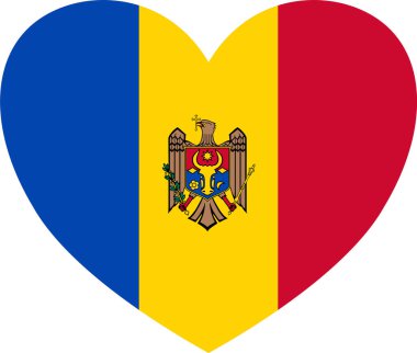 Moldova flag in heart shape isolated  on png or transparent  background