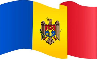 Moldova flag flying on white background
