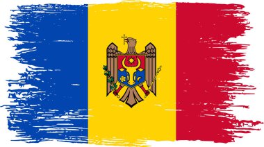 Moldova flag with brush paint textured  on  white background