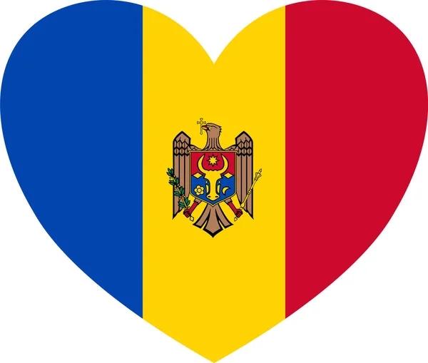 Moldova Flag Heart Shape Isolated Png Transparent Background — Stockový vektor