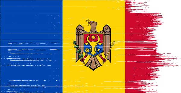 Флаг Молдовы Текстурой Кисти Белом Фоне — стоковый вектор