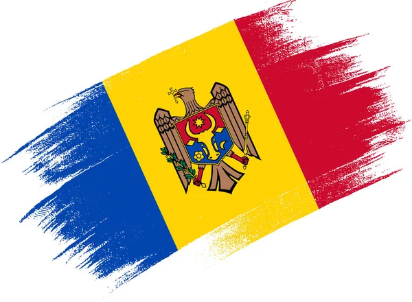 Moldova Flag Brush Paint Textured White Background — Stock Vector
