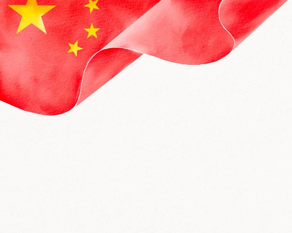 Китайський Прапор Аквареллю Фарби — стокове фото
