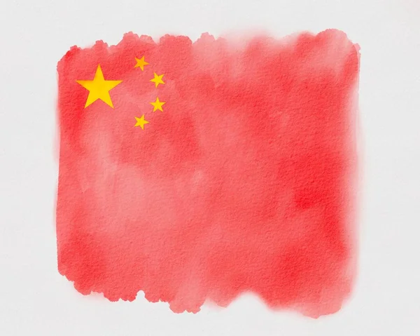 China Flag Watercolor Brush Paint Textured — Stockfoto