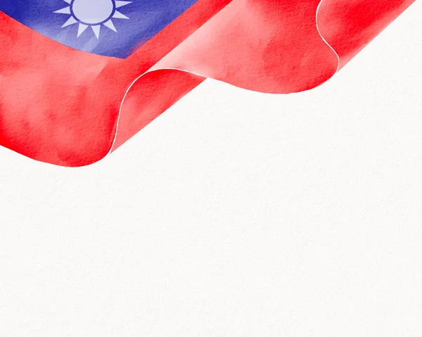 Taiwan Flag Watercolor Brush Paint Textured — 스톡 사진