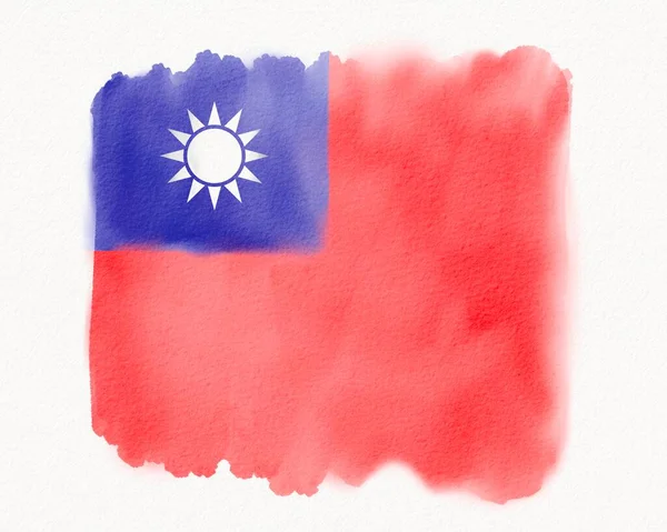 Taiwan Flag Watercolor Brush Paint Textured — Foto Stock