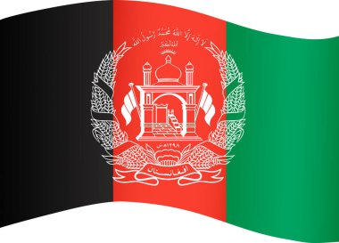 Afghanistan flag flying on white background