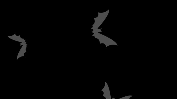 Halloween Feestspandoek Groep Vleermuizen Bakken Zwarte Achtergrond — Stockvideo