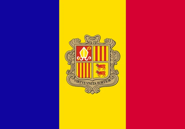 Andorra Flagga Standard Form Och Färg — Stock vektor