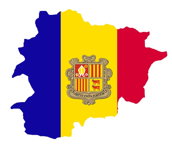 Andorra Flagge Auf Karte Auf Transparentem Hintergrund — Stockvektor