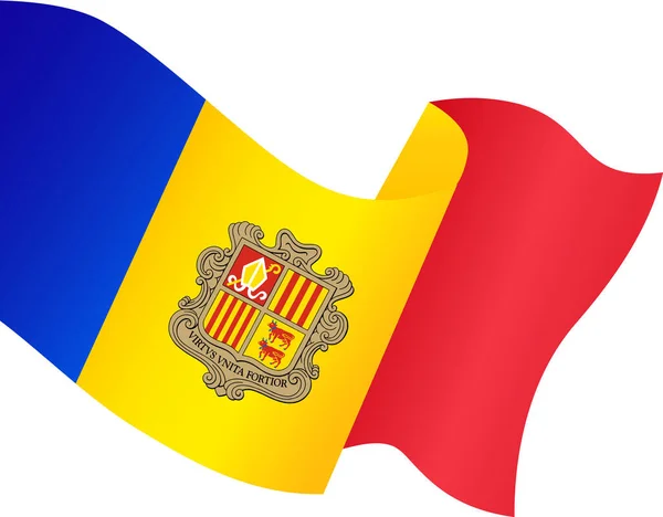 Bandeira Andorra Voando Sobre Fundo Branco — Vetor de Stock