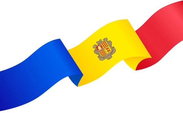 Andorra Flagge Weht Auf Weißem Hintergrund — Stockvektor