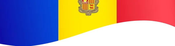 Bandera Andorra Ondeando Sobre Fondo Blanco — Vector de stock