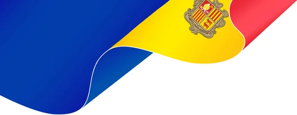 Andorra Vlag Wapperend Witte Achtergrond — Stockvector