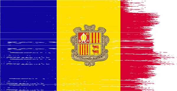 Andorra Vlajka Štětcem Texturou Bílém Pozadí — Stockový vektor