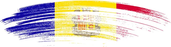 Beyaz Zemin Üzerinde Fırça Boyası Desenli Andorra Bayrağı — Stok Vektör