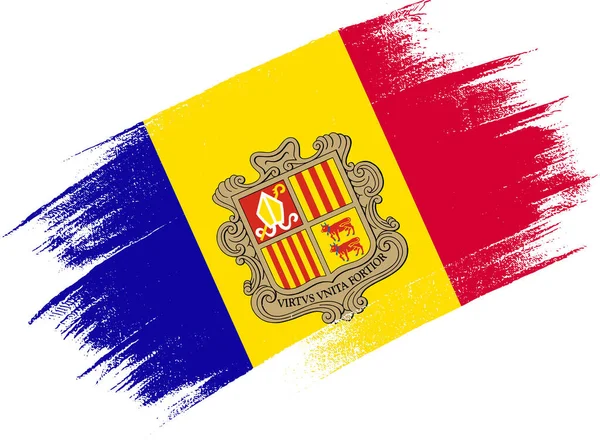 Bandera Andorra Con Pintura Pincel Texturizada Sobre Fondo Blanco — Archivo Imágenes Vectoriales