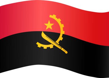 Angola bayrağı beyaz arkaplanda dalgalanıyor