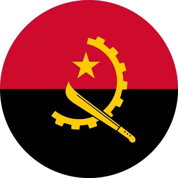 在透明背景下孤立的圆形安哥拉国旗 — 图库矢量图片