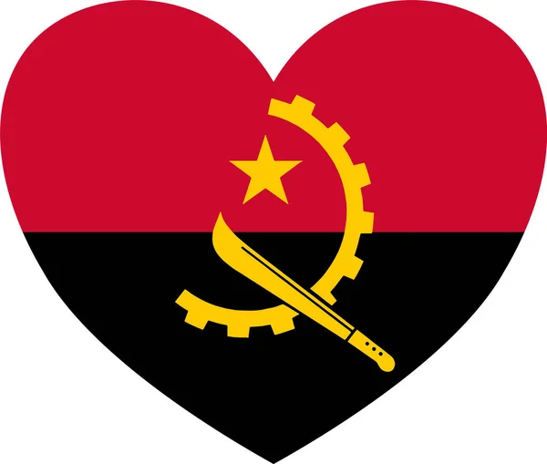 在透明背景下孤立的心形安哥拉国旗 — 图库矢量图片