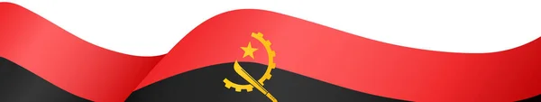 Angola Vlag Wapperend Witte Achtergrond — Stockvector