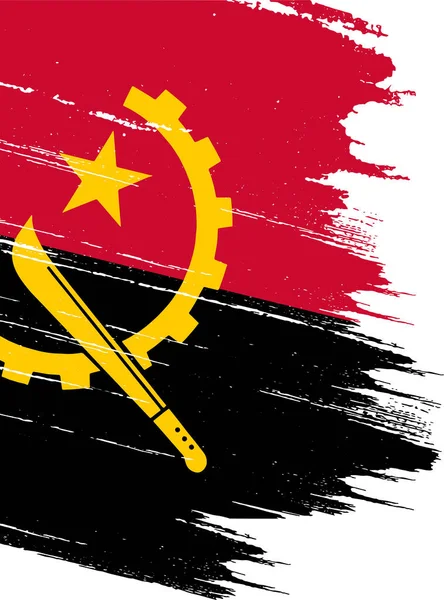 带有白色底色刷漆的安哥拉国旗 — 图库矢量图片