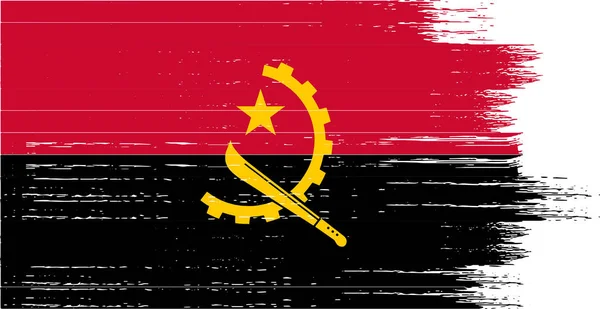 Bandera Angola Con Pintura Pincel Texturizada Sobre Fondo Blanco — Vector de stock