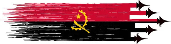 Bandera Angola Con Aviones Combate Militares Aislados Fondo — Archivo Imágenes Vectoriales