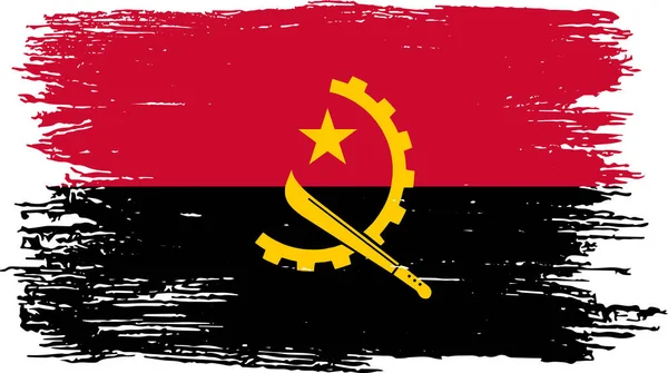 Bandera Angola Con Pintura Pincel Texturizada Sobre Fondo Blanco — Vector de stock