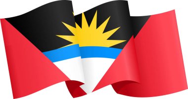 Antigua ve Barbuda bayrağı beyaz arkaplanda dalgalanıyor
