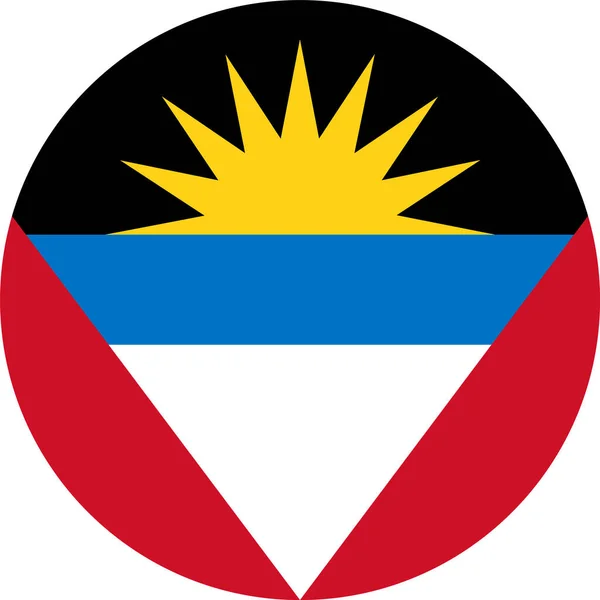 Antigua Barbuda Vlajka Kruhovém Tvaru Izolované Průhledném Pozadí — Stockový vektor