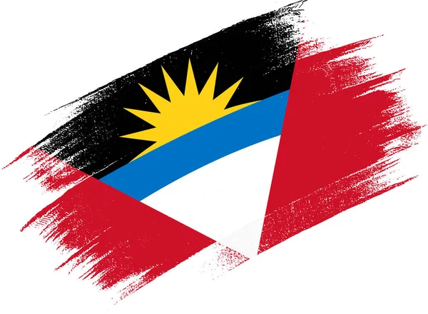 Antigua Barbuda Vlajka Štětcem Barvy Texturované Bílém Pozadí — Stockový vektor