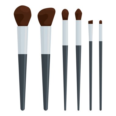 Makeup brush set flat vector illustration