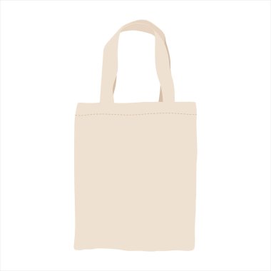Fabric reusable beige eco bag on a white background. No waste, no plastic. Environmental Protection, caring for planet earth