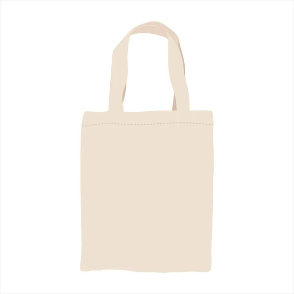 Fabric Reusable Beige Eco Bag White Background Waste Plastic Environmental — Stockvektor