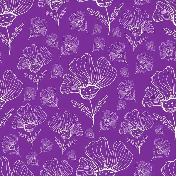 Doodle floral seamless pattern in trendy colors. Vector illustration — Stock Vector